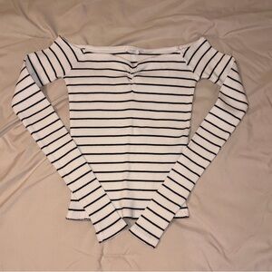 Cotton On Black and White Striped Long Sleeve Top